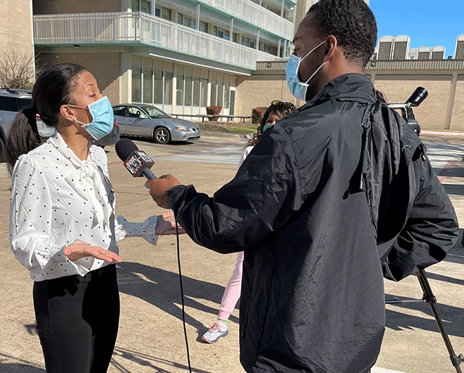 Robinson being interviewed