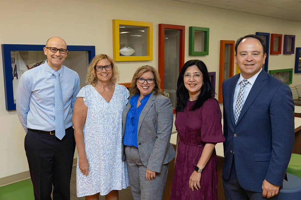 From left to right: Dr. Brandon Ramo (Orthopedic Surgeon), Kelli Terpstra (Assistant Chief Nursing Officer), Angie Buckmeier (Vice President and Chief Nursing Officer), Charu Sharma (Director of Quality Assurance and Performance Improvement), Matt Chance (Senior Vice President and Chief Operating Officer)