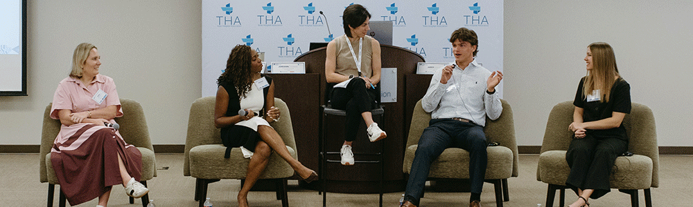 Madi Hawkins, Legislative Director, Texas House of Representatives; Brooke Thadeus, Health Care Influencer & Delivery Manager, Mayo Clinic; Alex Ratcliff (moderator), Senior Director, Marketing Communications, Texas Hospital Association; Jared Shult, Digital Content Creator; and Jordann Thomas, MBA, MPH, Associate Integration Manager, The Resource Group