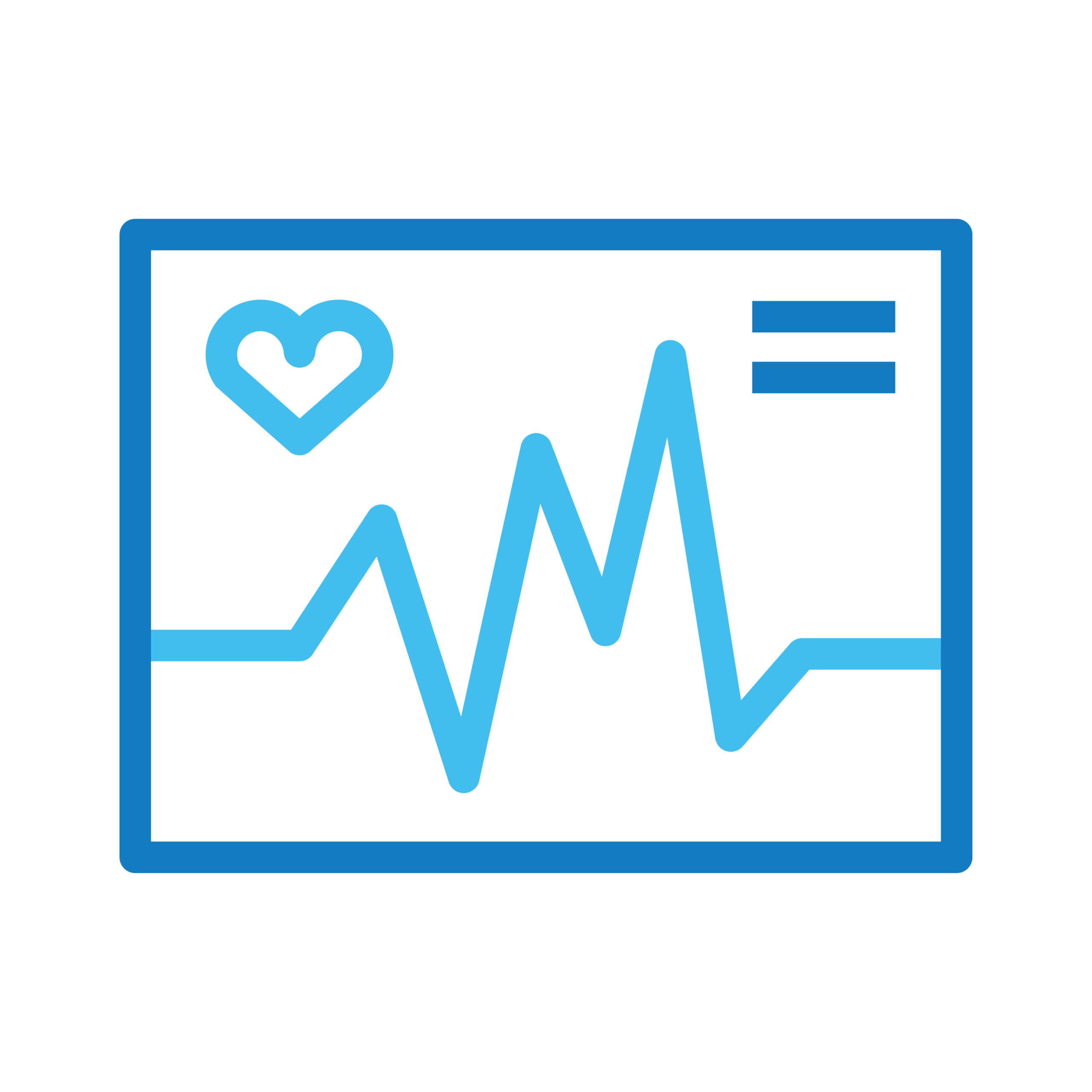 Strata’s Market Share & Trending and Physician Loyalty tools - Texas Hospital Association Stylized medical monitor with a blue heart-rate line and heart icon inside a blue frame.