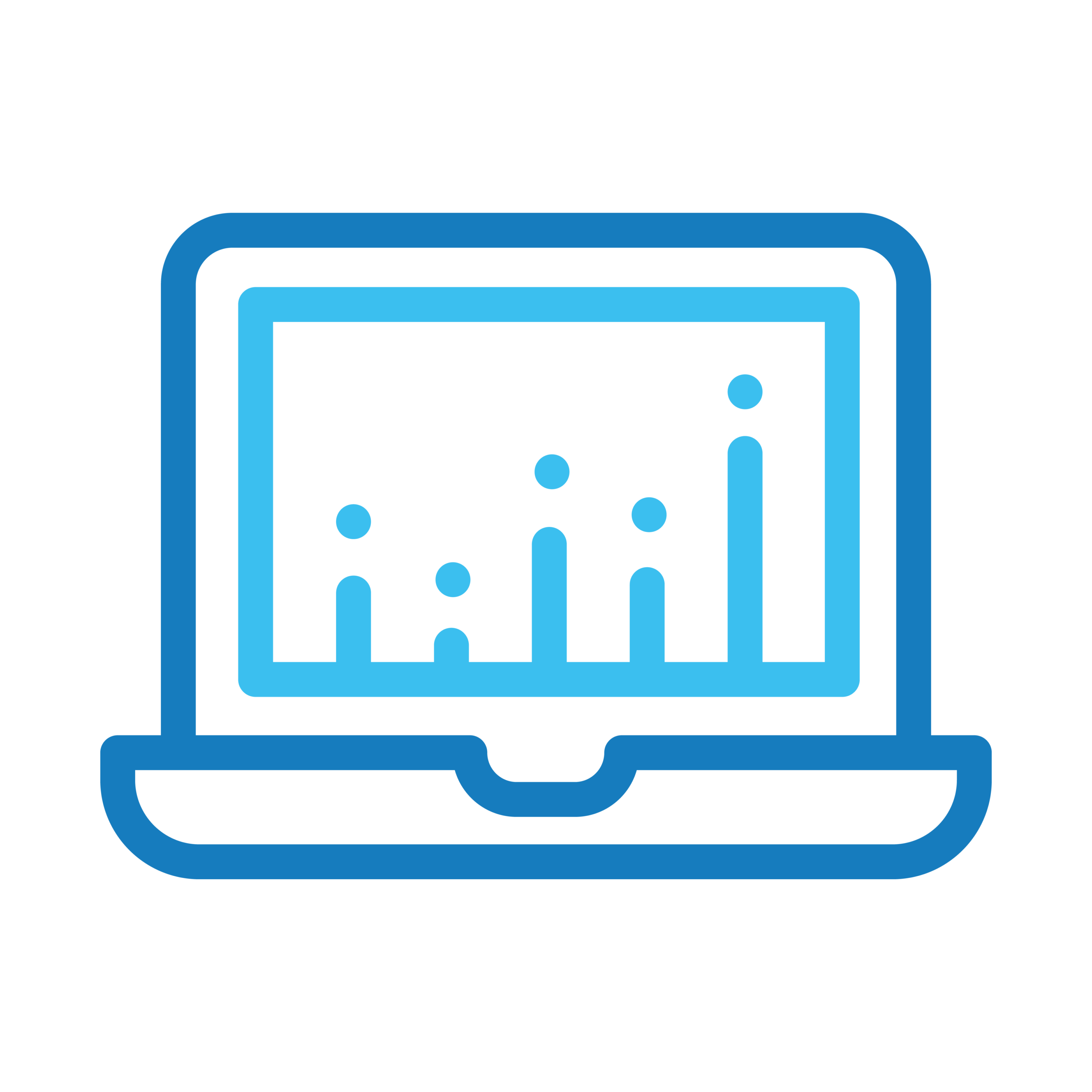 Presentation-ready decks - Texas Hospital Association Laptop icon displaying a blue bar chart on the screen, indicating analytics data