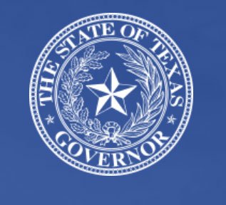 Office of the Governor - Texas Hospital Association Circular blue seal reading'The State of Texas Governor' featuring a star and laurel wreath on a blue background.